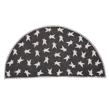 Black Primitive Star Rug Half Circle 16.5